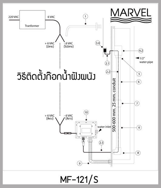 การติดตั้ง ก๊อกน้ำอัตโนมัติ ติดฝังผนัง  MARVEL รุ่น MF-120s   ก๊อกน้ำ เซนเซอร์ เปิด ปิด อัตโนมัติ Tel 029785650-2 Automatic faucet ประหยัดน้ำ ปลอดเชื้อโรค ติดตั้งง่าย  ก๊อกน้ำติดผนัง ในห้างสรรพสินค้า ก๊อกน้ำ สนามบิน อาคาร สถานที่หรูหรา มาตรฐาน GMP, HACCP